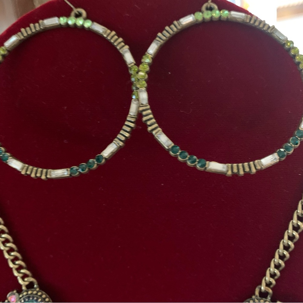 Large Circle Hoops. Silver, Rhinestones